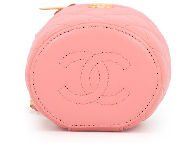 Vanity Borsa a tracolla Chanel in agnello con catena Rosa - vista 3