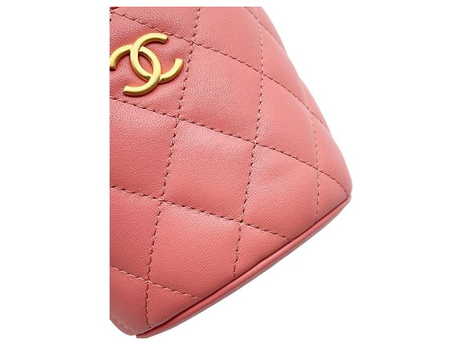 Vanity Borsa a tracolla Chanel in agnello con catena Rosa - vista 7