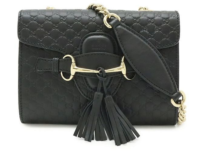 Borsa a tracolla GUCCI Microguccissima Emilie Nero - vista 2