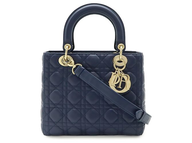 Borsa Christian Dior Lady Cannage Blu navy - vista 2