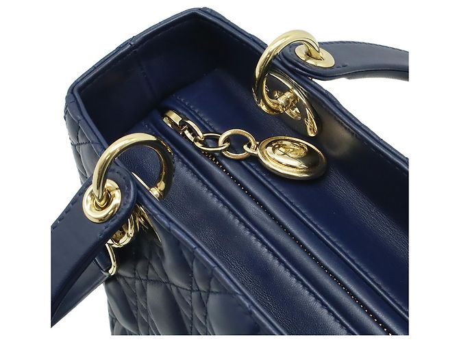 Borsa Christian Dior Lady Cannage Blu navy - vista 6