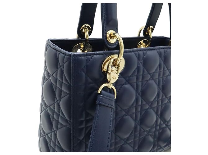 Borsa Christian Dior Lady Cannage Blu navy - vista 8