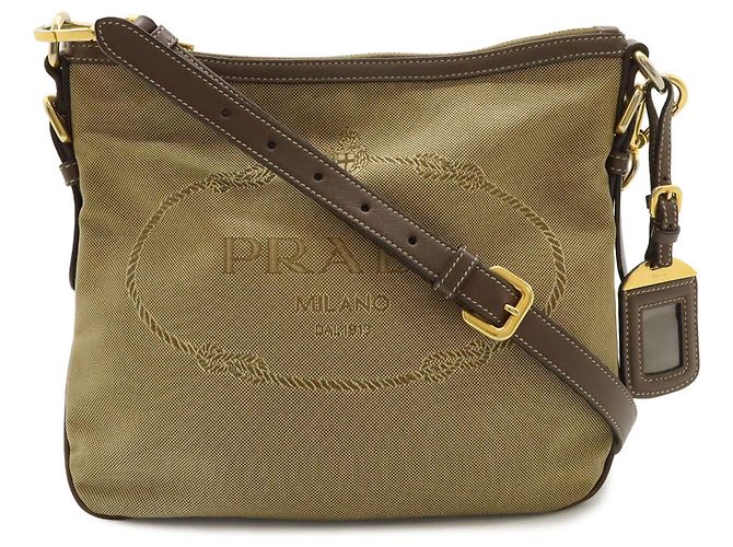 Borsa a tracolla/Clutch in jacquard PRADA Beige Cachi Marrone scuro - vista 2