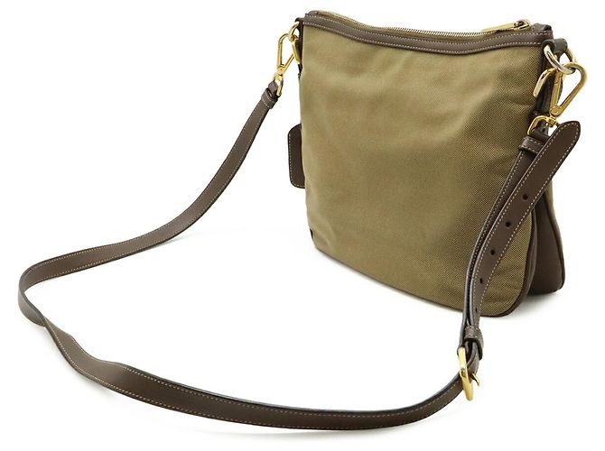 Borsa a tracolla/Clutch in jacquard PRADA Beige Cachi Marrone scuro - vista 3