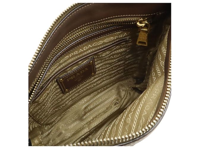 Borsa a tracolla/Clutch in jacquard PRADA Beige Cachi Marrone scuro - vista 8