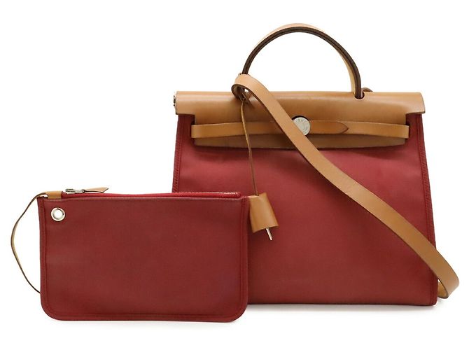 Hermès Herbag Zip PM Handtasche Rot - Ansicht 2