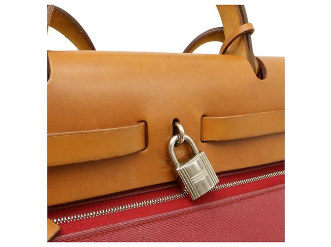 Hermès Herbag Zip PM Handtasche Rot - Ansicht 7