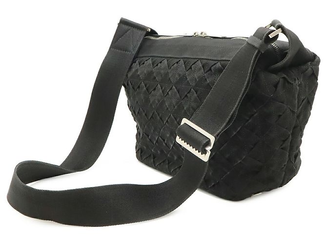 Borsa a Spalla Bottega Veneta Intrecciato Webbing Nero - vista 3