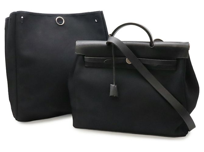 Hermès Borsa a mano/Borsa a tracolla Hermes Herbag MM Nero - vista 2