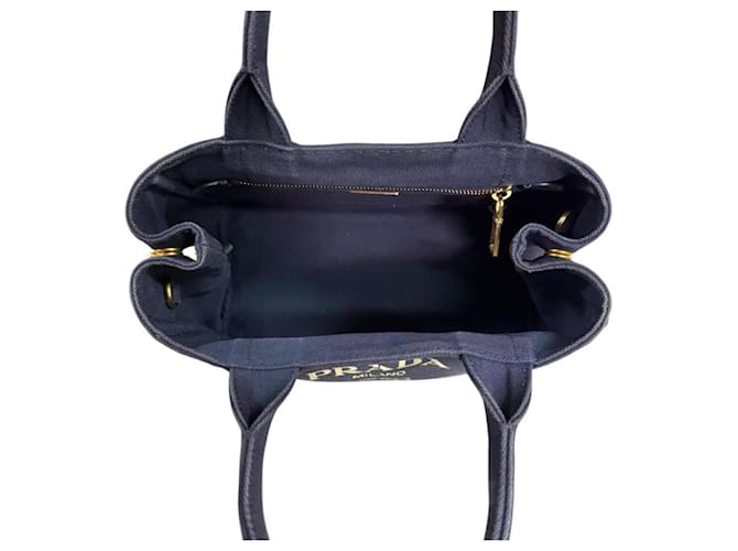 Borsa tote a tracolla Canapa Prada Blu navy - vista 13