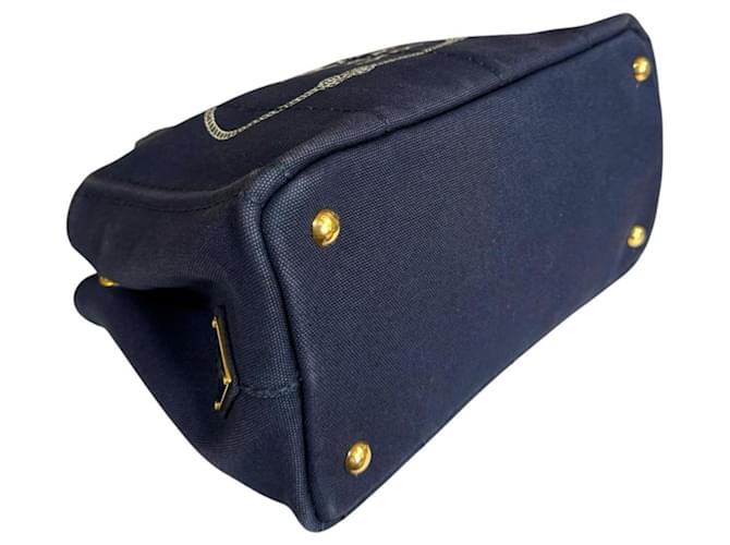 Borsa tote a tracolla Canapa Prada Blu navy - vista 6