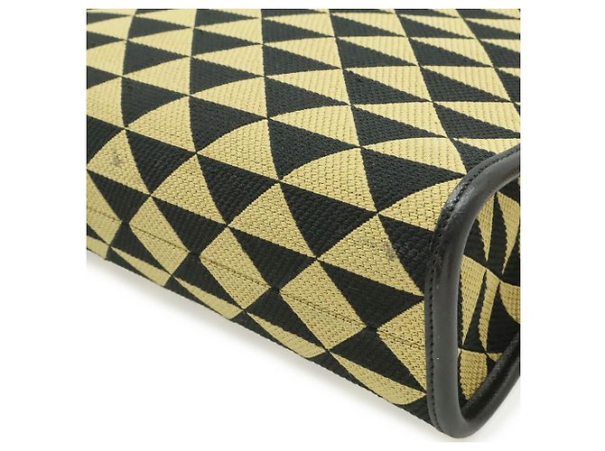 Prada Symbol Stickerei Stoff Tragetasche Schwarz Beige - Ansicht 4