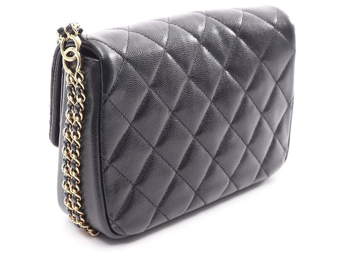 Borsa a tracolla Chanel Matelassé in pelle di vitello martellata nera Nero - vista 2
