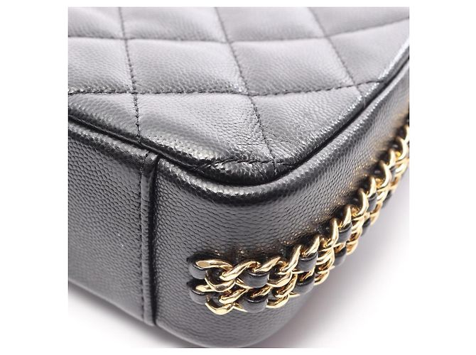 Borsa a tracolla Chanel Matelassé in pelle di vitello martellata nera Nero - vista 6