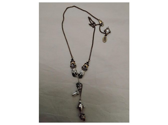 Set coordinato collana e orecchini con motivo mano e teschio Alexander McQueen Porpora Silver hardware Gold hardware - vista 6
