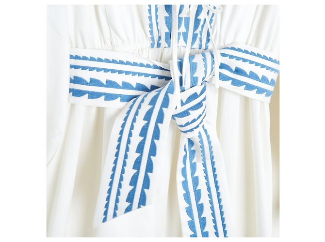 Autre Marque Lug Von Siga 2023 Robe Maxi FR40 Vestido Maxi de Algodón Blanco Bordado UK12 US10 Azul - vista 3