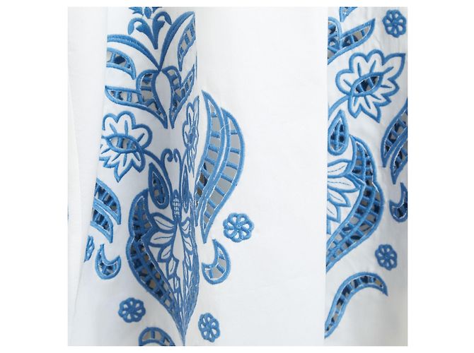 Autre Marque Lug Von Siga 2023 Robe Maxi FR40 Vestido Maxi de Algodón Blanco Bordado UK12 US10 Azul - vista 4