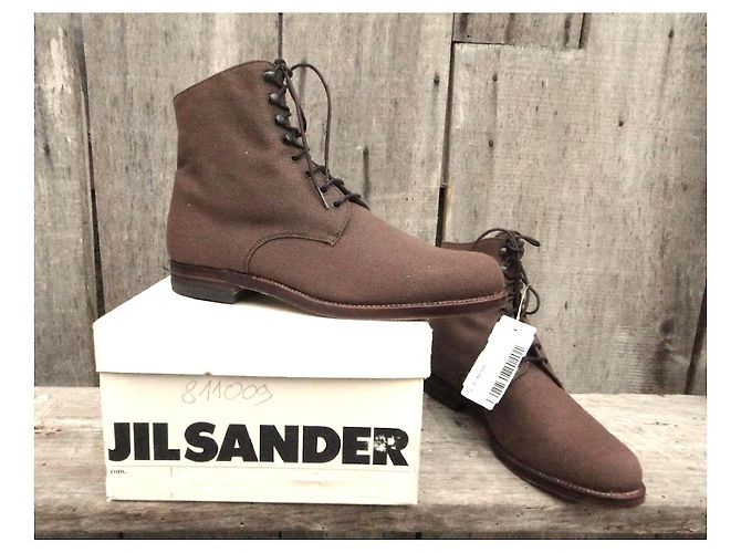 Botas Jil Sander de lona y cuero estado nuevo Castaño - vista 2