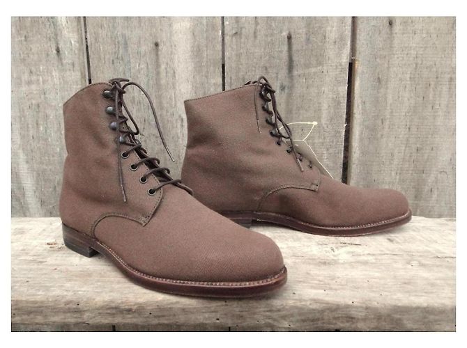 Botas Jil Sander de lona y cuero estado nuevo Castaño - vista 3