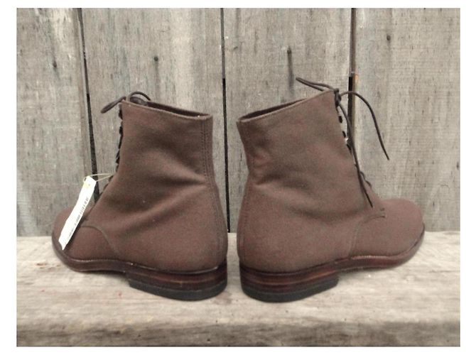 Botas Jil Sander de lona y cuero estado nuevo Castaño - vista 5