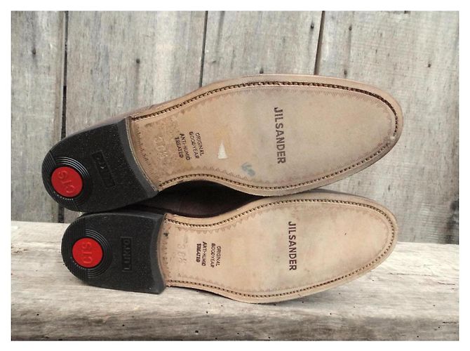Botas Jil Sander de lona y cuero estado nuevo Castaño - vista 6