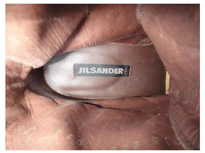 Botas Jil Sander de lona y cuero estado nuevo Castaño - vista 8