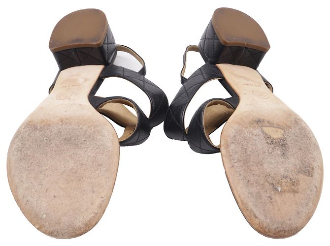 Timeless Sandali slingback Chanel con logo Interlocking CC in pelle di agnello nera Nero - vista 6