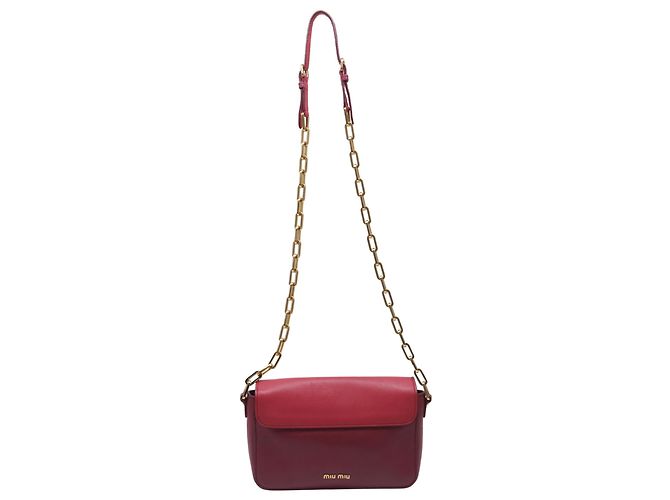 Borsa a tracolla con catena Miu Miu in pelle bordeaux Rosso Bordò - vista 4