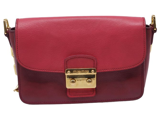 Borsa a tracolla con catena Miu Miu in pelle bordeaux Rosso Bordò - vista 5