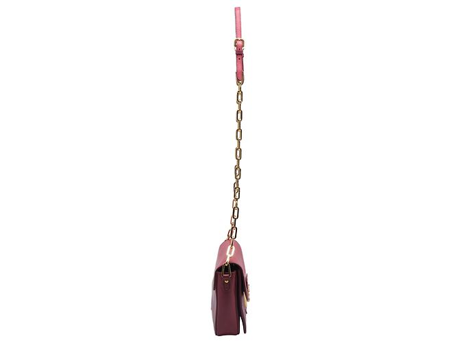 Borsa a tracolla con catena Miu Miu in pelle bordeaux Rosso Bordò - vista 6