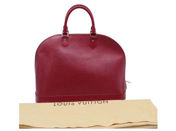 Borsa Alma MM Louis Vuitton in pelle Epi bordeaux Rosso Bordò - vista 6