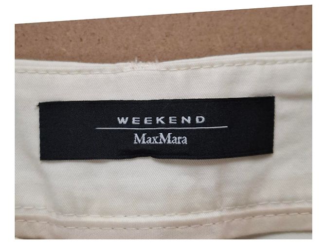 Pantalones de pierna recta Weekend Max Mara en algodón blanco Crudo - vista 3