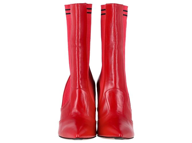 Fendi Rockoko Stretch-Knit Sock Boots aus rotem Leder - Ansicht 2