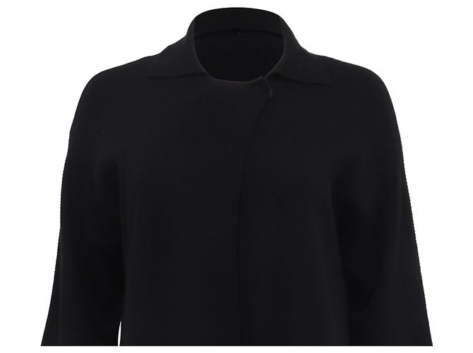 Casaco de abotoamento simples com bolsos em seda preta Max Mara Studio Preto - vista 2