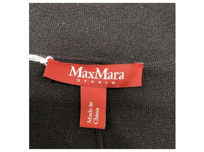 Casaco de abotoamento simples com bolsos em seda preta Max Mara Studio Preto - vista 7
