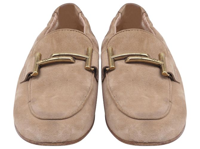Mocassini Tod's Double T in scamosciato beige - vista 2