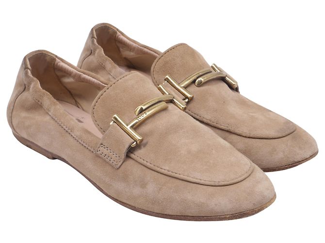 Mocassini Tod's Double T in scamosciato beige - vista 3