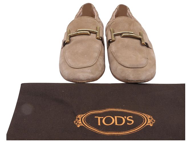 Mocassini Tod's Double T in scamosciato beige - vista 6