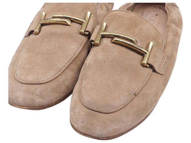 Mocassini Tod's Double T in scamosciato beige - vista 9