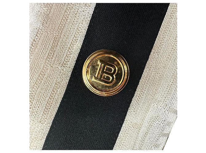 Balmain Monogramm-Jacquard-Body aus cremefarbener Viskose Weiß Roh - Ansicht 5