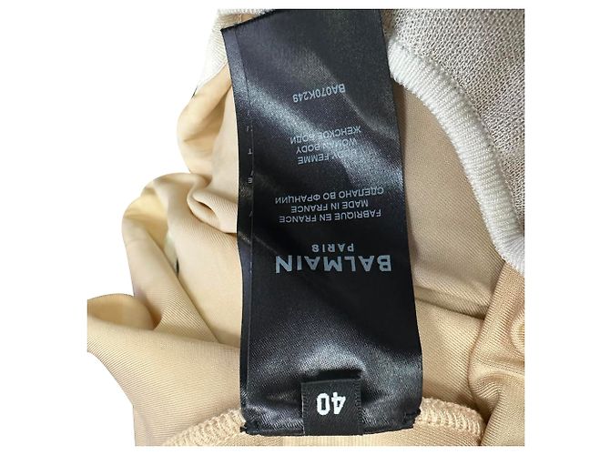 Balmain Monogramm-Jacquard-Body aus cremefarbener Viskose Weiß Roh - Ansicht 7