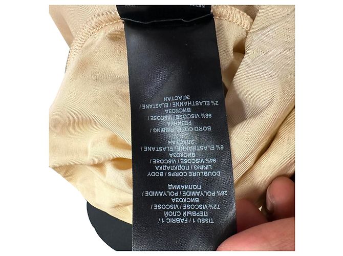 Balmain Monogramm-Jacquard-Body aus cremefarbener Viskose Weiß Roh - Ansicht 8
