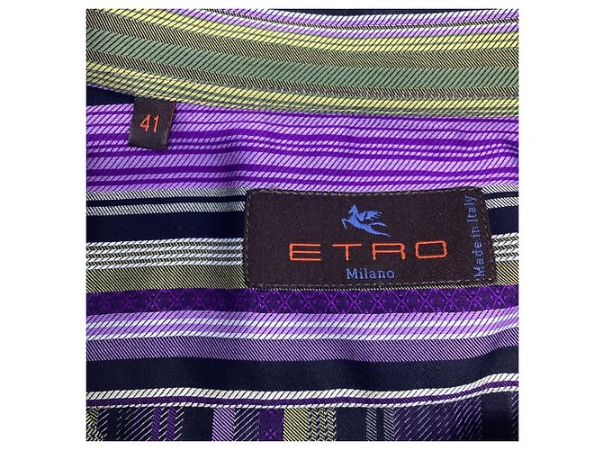 Camicia con bottoni a righe Etro in cotone multicolore - vista 6