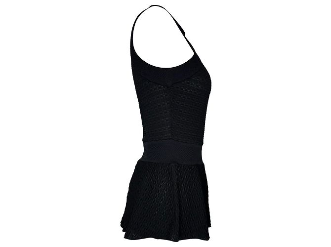 Regata Missoni com decote halter e peplum em viscose preta Preto - vista 3