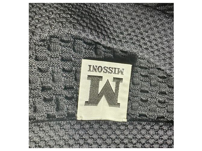 Regata Missoni com decote halter e peplum em viscose preta Preto - vista 7