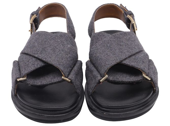 Sandali slingback Marni in lana grigia Grigio - vista 2