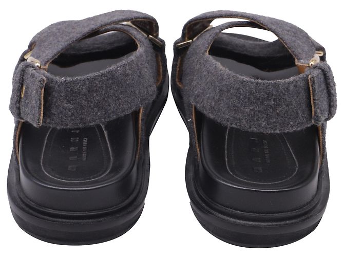 Sandali slingback Marni in lana grigia Grigio - vista 4