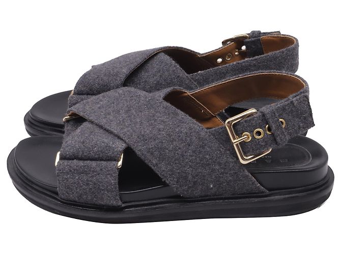 Sandali slingback Marni in lana grigia Grigio - vista 5