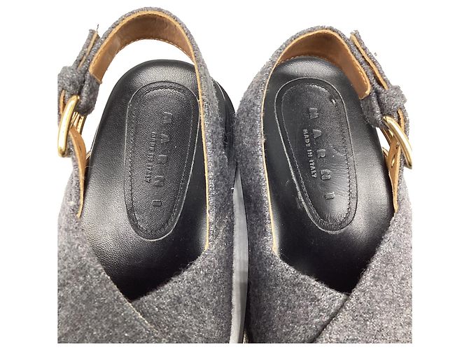 Sandali slingback Marni in lana grigia Grigio - vista 9