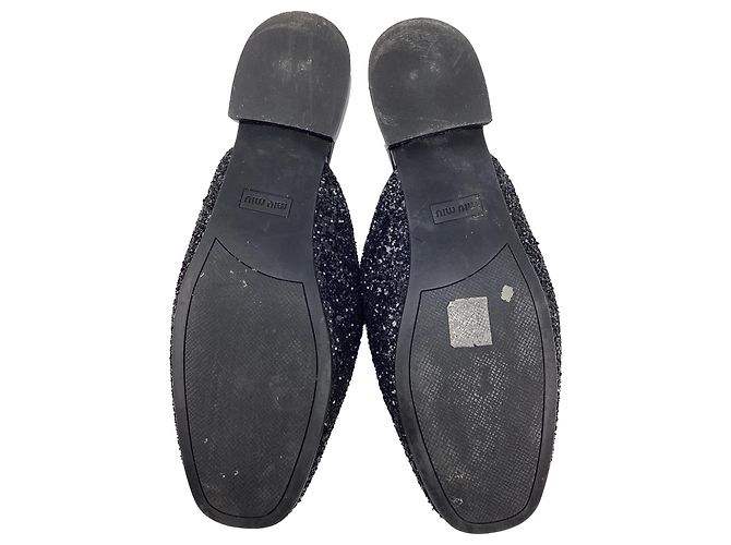 Mules con purpurina en cuero negro Miu Miu - vista 7